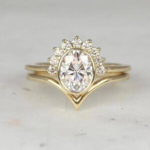 bezel moissanite diamond ring