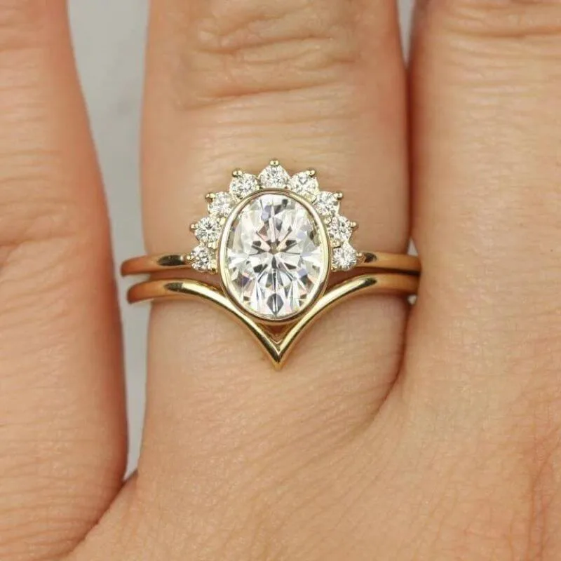 bezel moissanite diamond ring
