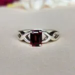 certified red garnet silver ring