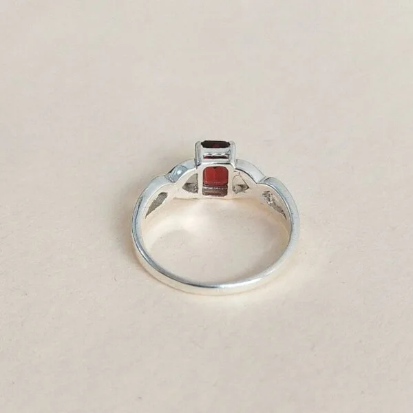 certified red garnet silver ring