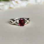 certified red garnet silver ring