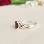 certified red garnet silver ring
