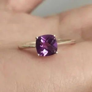 cushion cut amethyst ring