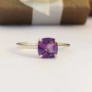 cushion cut amethyst ring