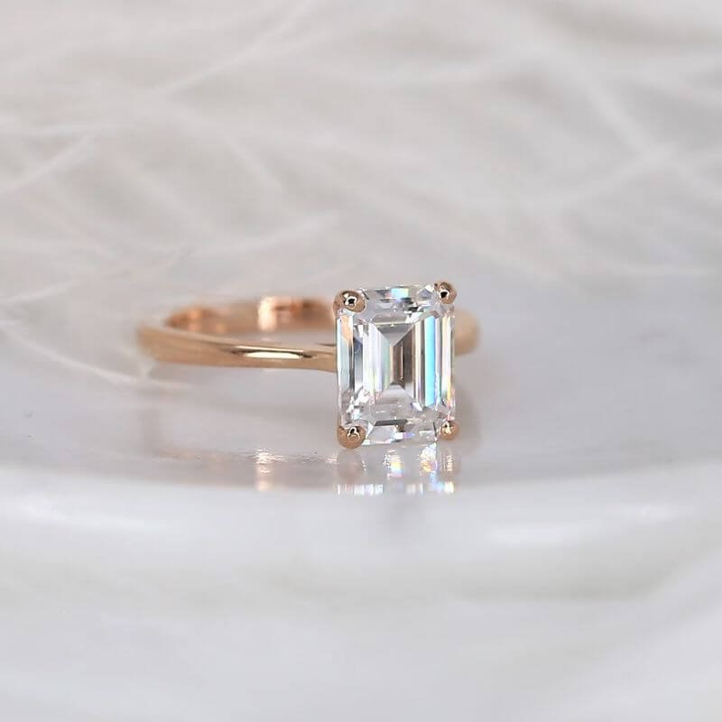 Emerald Cut Solitaire Diamond Engagement Ring 