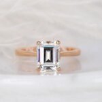 emerald cut moissanite diamond ring