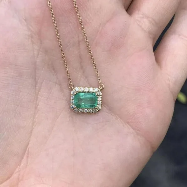 emerald pendant with moissanite diamond