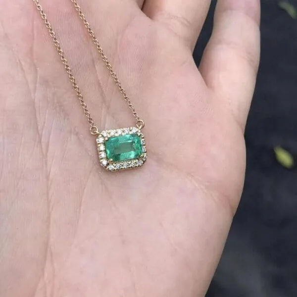 emerald pendant with moissanite diamond