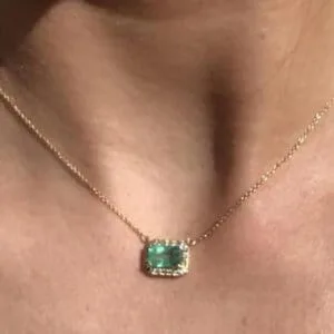 emerald pendant with moissanite diamond