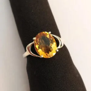 golden citrine gemstone ring