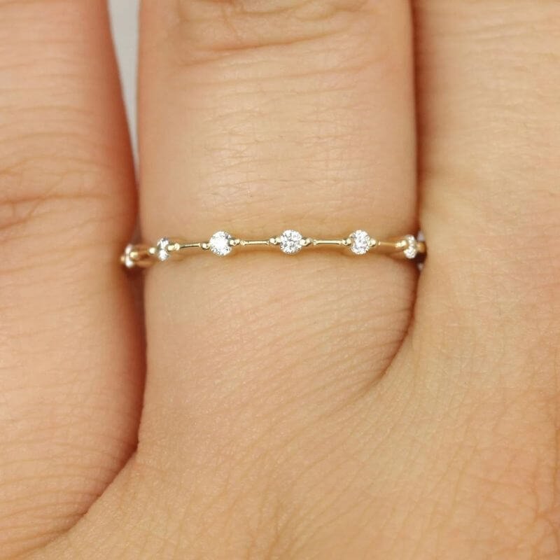 18K White Gold Double Row Diamond Wedding Ring – Long's Jewelers