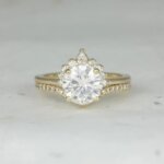 halo round moissanite diamond ring set
