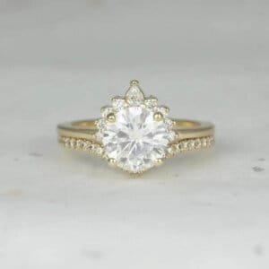 halo round moissanite diamond ring set