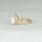halo round moissanite diamond ring set