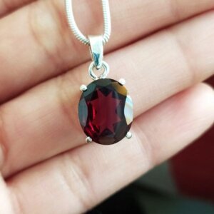 handmade red garnet gemstone pendant