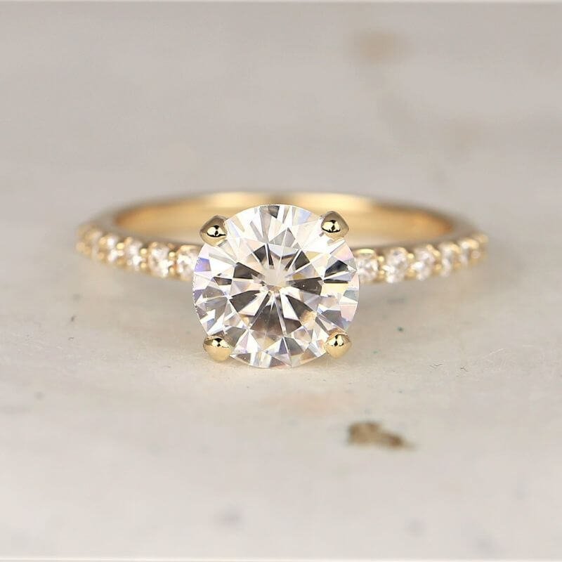 8 MM 14k Gold Moissanite Diamond Ring, Engagement Ring