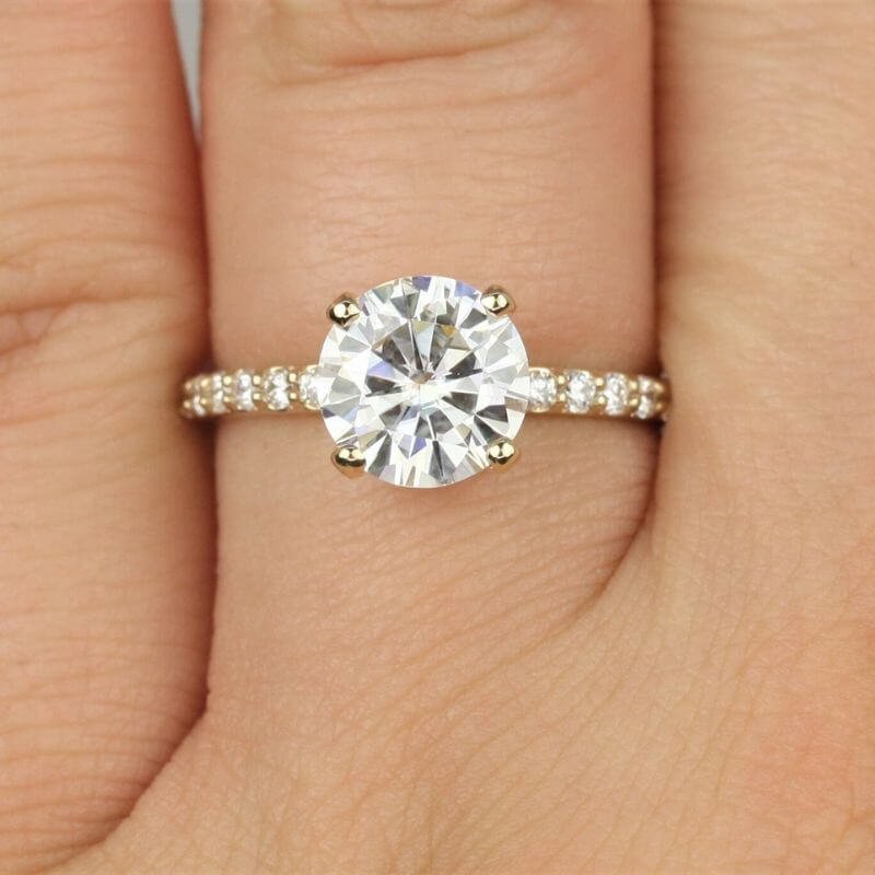 8 MM 14k Gold Moissanite Diamond Ring, Engagement Ring