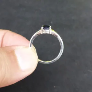 natural blue sapphire silver ring