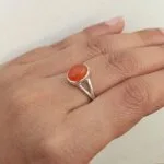 natural carnelian silver ring