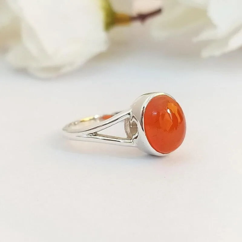 natural carnelian silver ring
