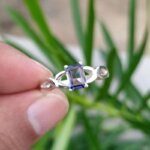 natural iolite silver ring