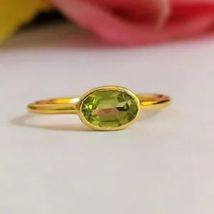 natural peridot gemstone ring