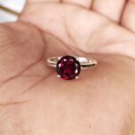 natural red garnet silver ring