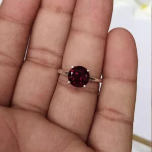 natural red garnet silver ring
