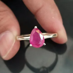 natural ruby gemstone silver ring