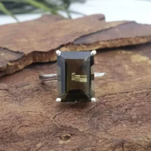 natural smoky quartz ring