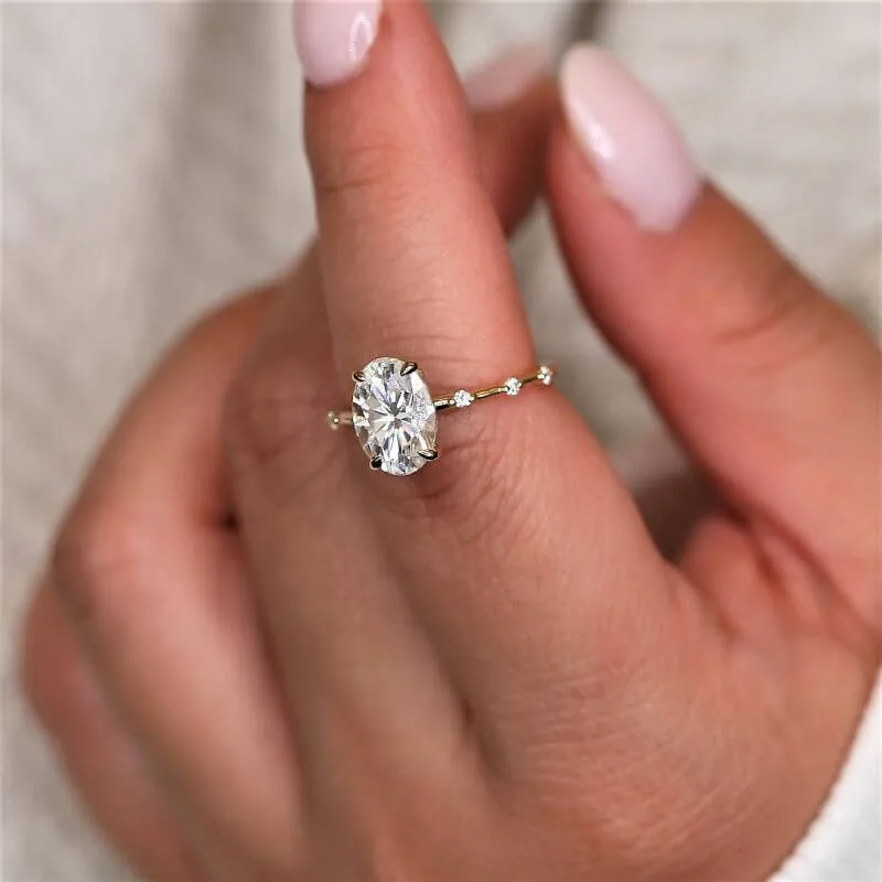 oval moissanite diamond engagement ring