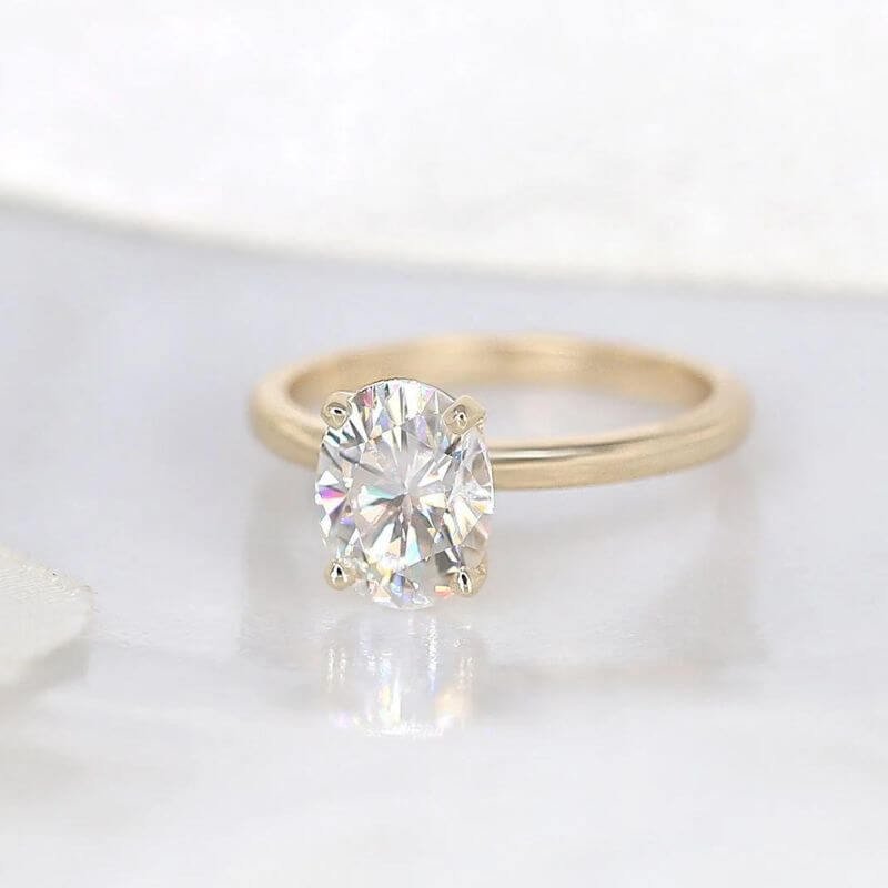 Oval Moissanite Diamond Solitaire Ring, Engagement Ring