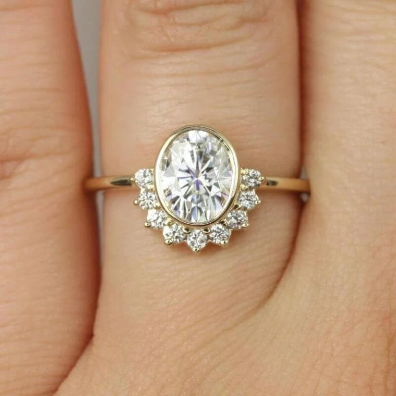 Oval Moissanite Diamond Wedding Ring, Gift For Her