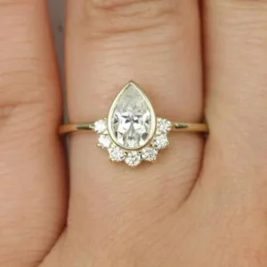 pear moissanite diamond wedding ring