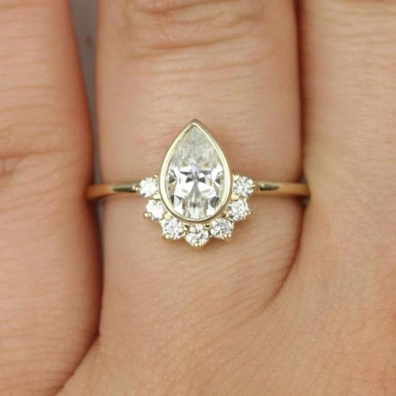 Pear Moissanite Diamond Wedding Ring, Anniversary Gift For Her