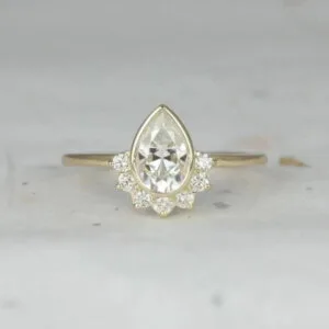 pear moissanite diamond wedding ring