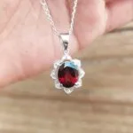red garnet gemstone necklace