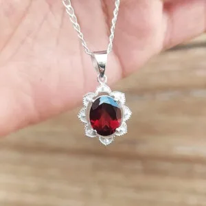 red garnet gemstone necklace