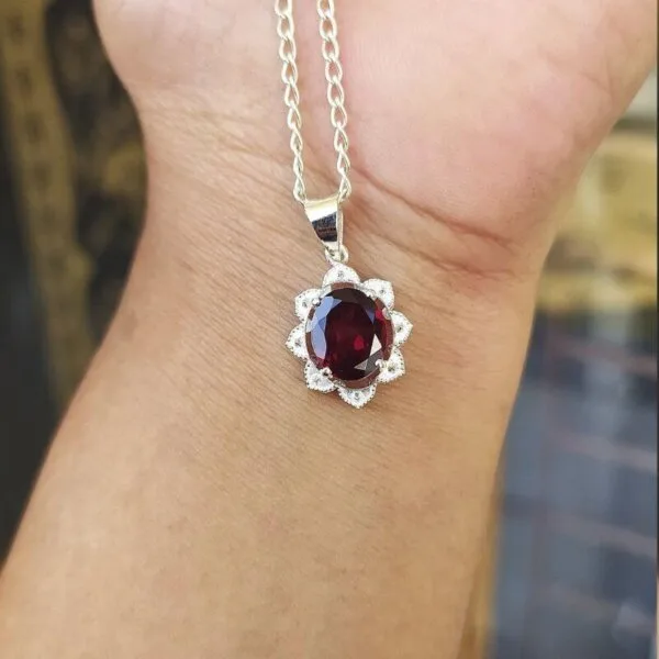 red garnet gemstone necklace