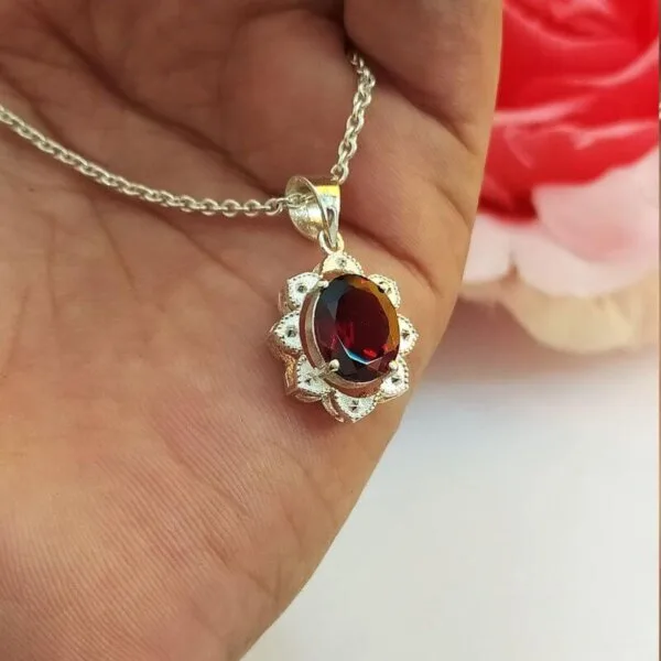 red garnet gemstone necklace