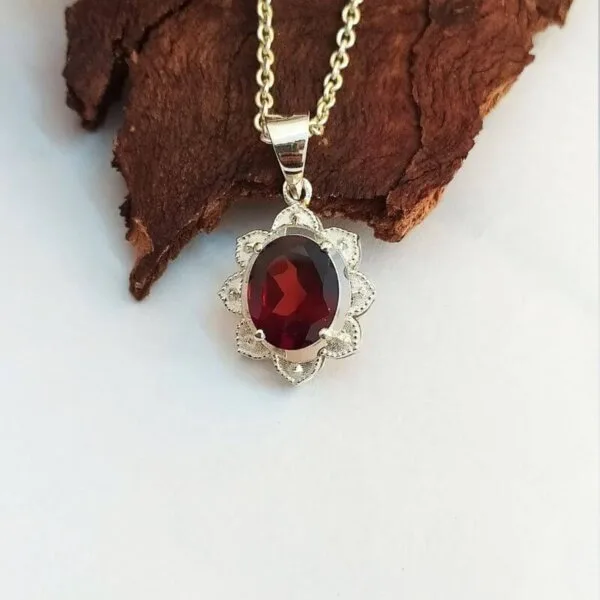 red garnet gemstone necklace