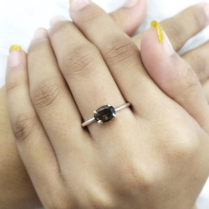 Black Onyx Ring - Ladies 925 Sterling Silver Oval Ring