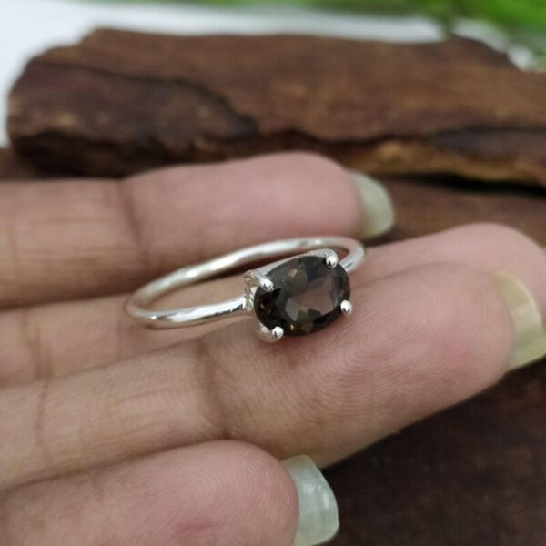 smoky quartz gemstone ring