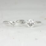 sterling silver moissanite diamond engagement ring set