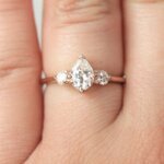 three moissanite diamond engagement ring