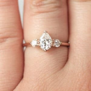 three moissanite diamond engagement ring