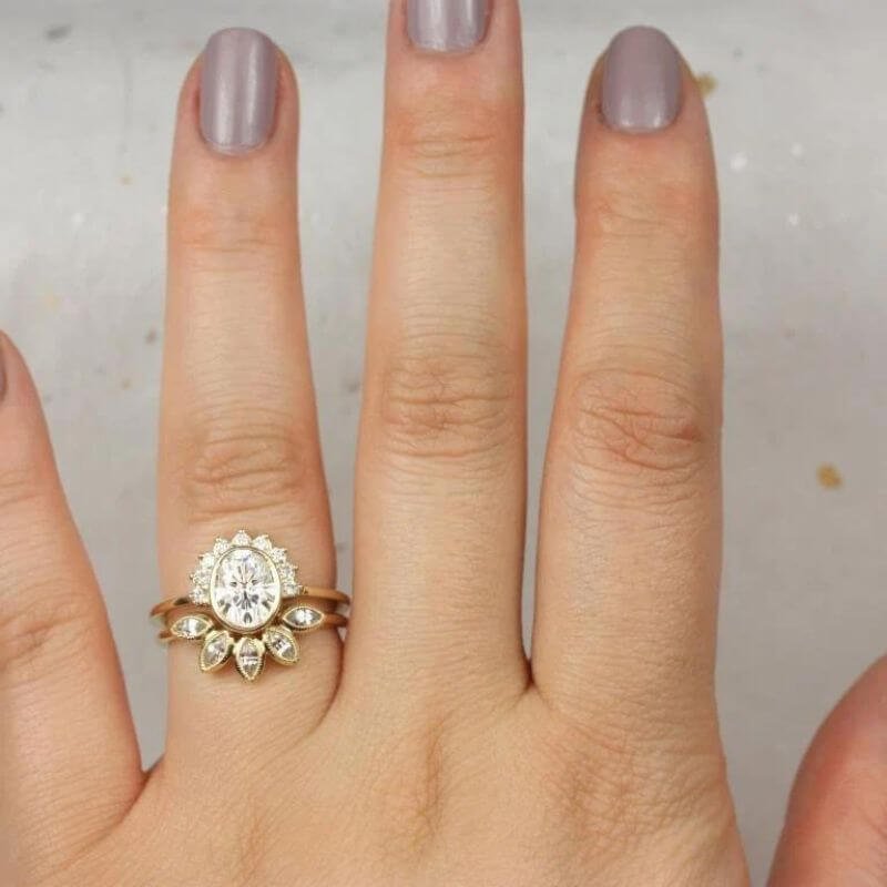 Unique Design Moissanite Diamond Bridal Ring Set - Shraddha Shree Gems