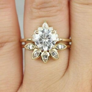 unique moissanite diamond ring set