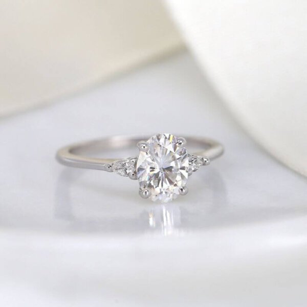 white gold moissanite diamond ring