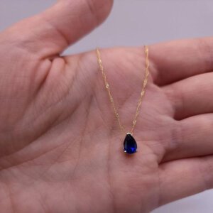 blue sapphire teardrop necklace
